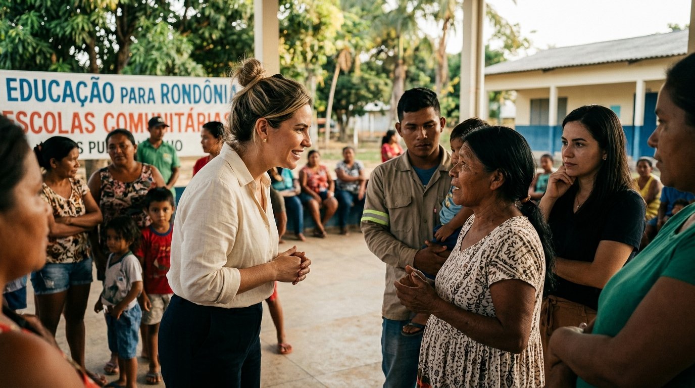 Professora Alessandra Reis com a população de Rondônia